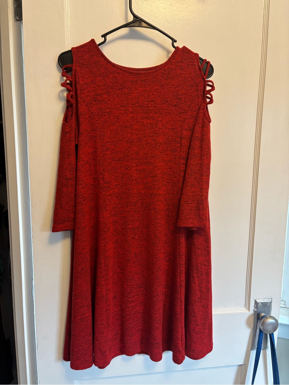 Alya Red Marled Cold ShoulderTunic Sweater Dress Small
